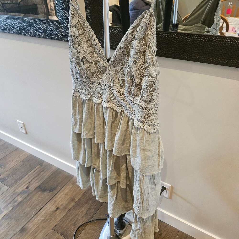 Olive Lace Ruffle Play Dress